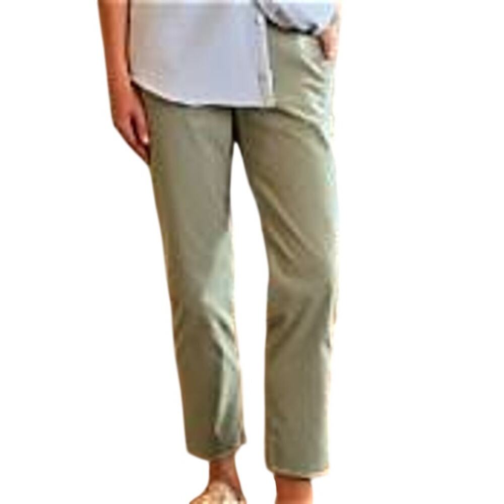 Frank & Eileen Wicklow Italian Chino Pants Army Green Raw Hem Size 0 USA